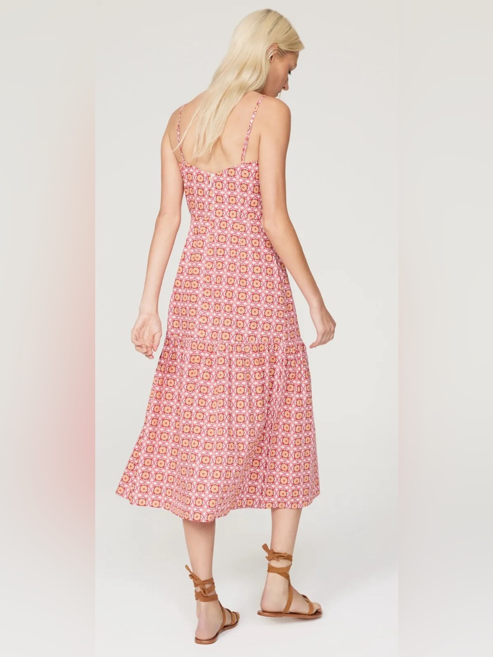 Minkpink Jeeta Pink Patterned Midi Strappy Sun Dress Knot Bow Front M Medium - Picture 3 of 12